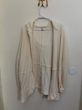 True Craft Cream Open-Front Hooded Cardigan
